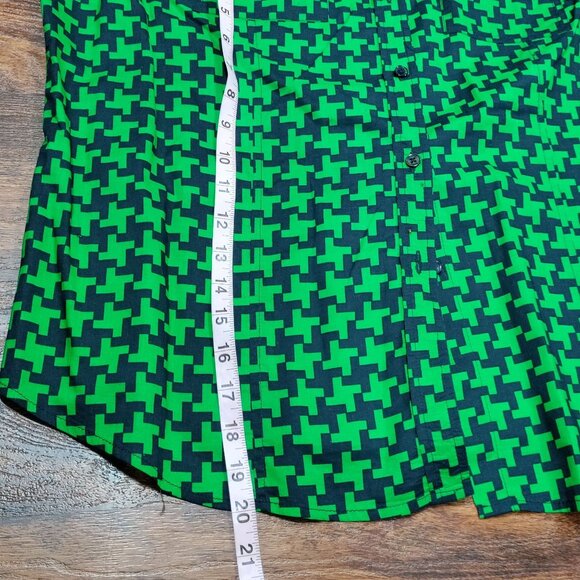 Michael MICHAEL KORS Green Geometric Pattern Button Up Long Sleeve Shirt Size 1X - Picture 9 of 9
